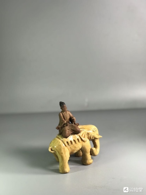 古玩陶瓷石灣窯騎象圖塑像拍賣,當前價格200元