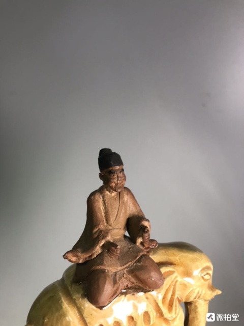 古玩陶瓷石灣窯騎象圖塑像拍賣,當前價格200元