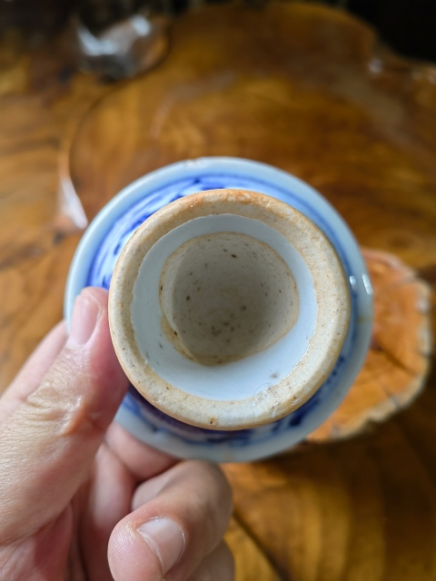 古玩陶瓷青花纏枝花卉紋高足貢盤拍賣，當前價格450元