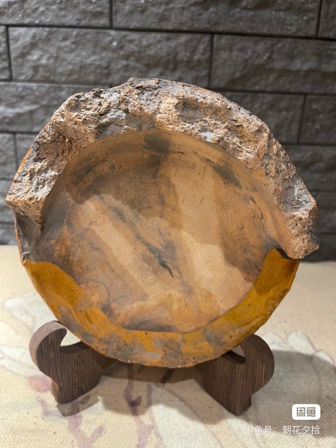 古玩陶瓷黃釉龍紋瓦當拍賣，當前價格1000元