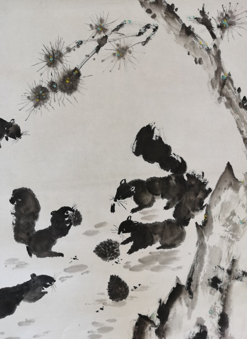 古玩字畫清華美院高研班教師北京美協馬亮嬉戲圖拍賣，當前價格699元