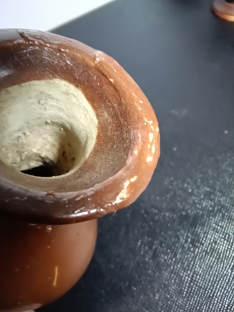 古玩陶瓷（一只全品的也得千元左右）一對清早期德化窯紫金釉撇口瓶拍賣，當前價格698元