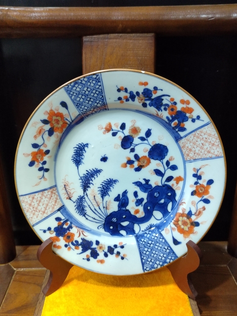 古玩陶瓷清康熙折枝牡丹花鳥紋青花盤拍賣，當前價格188元