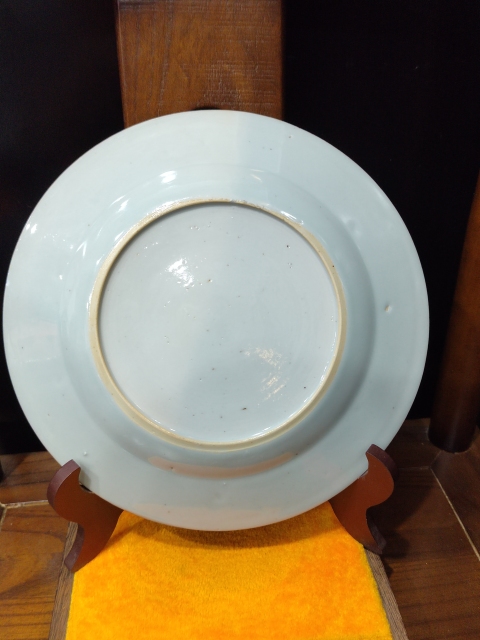 古玩陶瓷清康熙折枝牡丹花鳥紋青花盤拍賣，當前價格188元