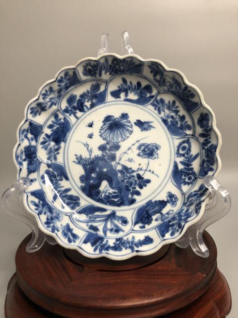 古玩陶瓷青花洞石花卉花口盤拍賣,當前價格1280元