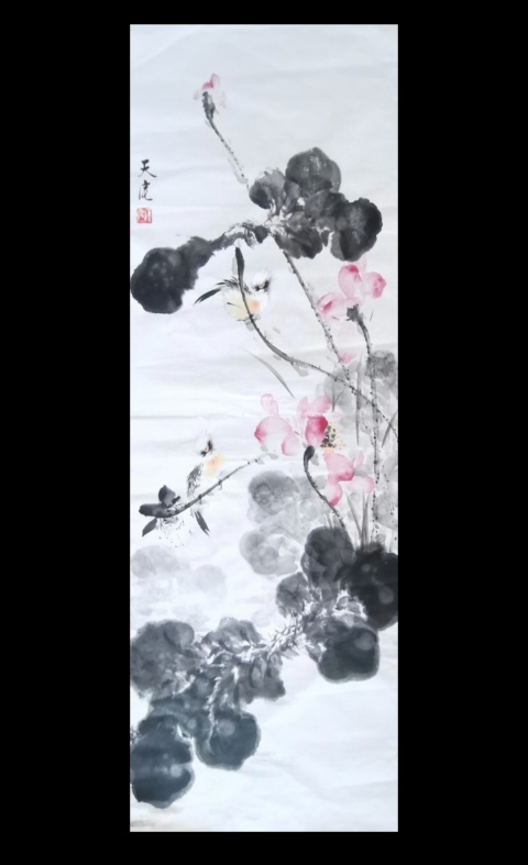 古玩字畫中國美術家協會天津分會會員耿天宅荷花圖拍賣,當前價格899元