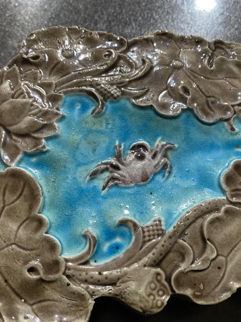 古玩陶瓷民國荷塘清趣素三彩擺件拍賣，當前價格1288元