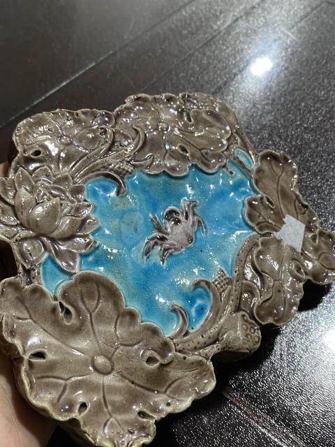 古玩陶瓷民國荷塘清趣素三彩擺件拍賣，當前價格1288元