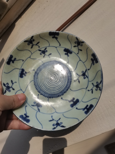 古玩陶瓷青花靈芝花卉盤拍賣,當前價格499元