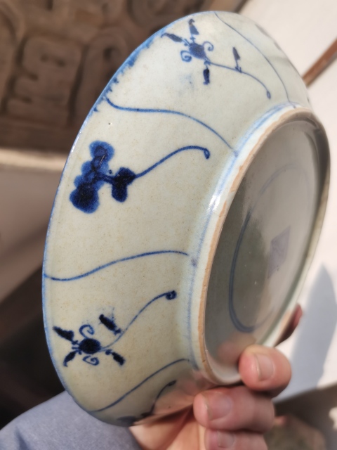 古玩陶瓷青花靈芝花卉盤拍賣,當前價格499元