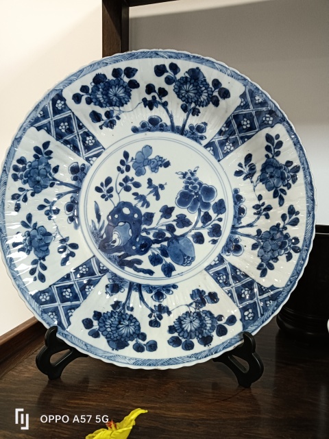 古玩陶瓷康熙花口盤拍賣，當前價格3200元