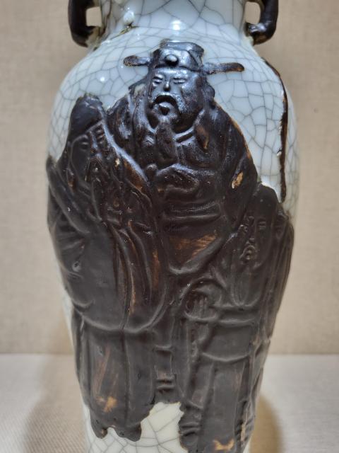 古玩陶瓷哥釉三星送福雙耳瓶拍賣,當前價格3000元