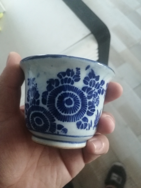 古玩陶瓷清末民初 青花花卉紋杯拍賣,當前價格299元