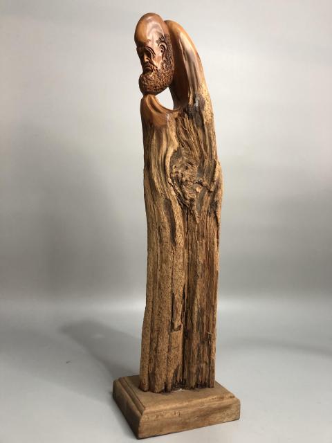 古玩雜項現代崖柏根雕造像藝術作品拍賣，當前價格138元