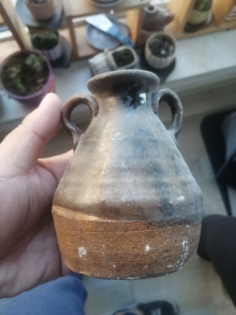 古玩陶瓷磁州窯醬釉雙系罐拍賣,當前價格200元