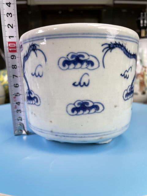 古玩陶瓷清道光 精品青花趕珠龍紋香爐拍賣,當前價格2500元