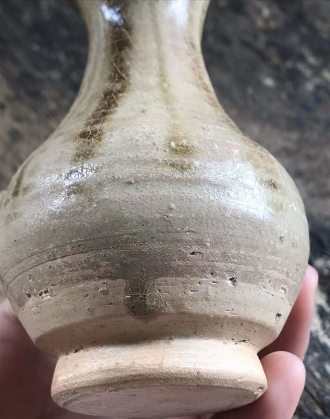 古玩陶瓷唐代長(zhǎng)沙窯青釉點(diǎn)彩玉壺春瓶拍賣,當(dāng)前價(jià)格5000元
