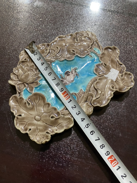 古玩陶瓷民國荷塘清趣素三彩擺件拍賣，當前價格1288元