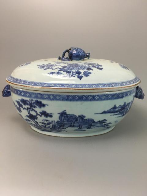 古玩陶瓷【稀有珍品】清雍正乾隆青花山水花卉紋神龕恭盒拍賣，當前價格19000元