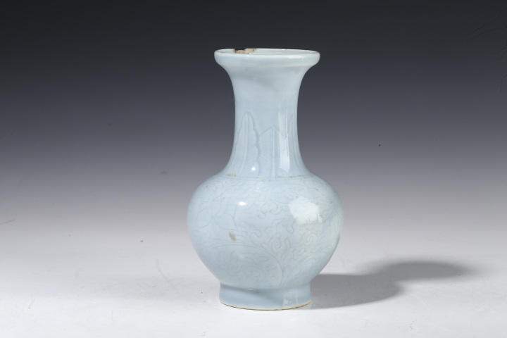 古玩陶瓷天藍釉盤口瓶真品鑒賞圖