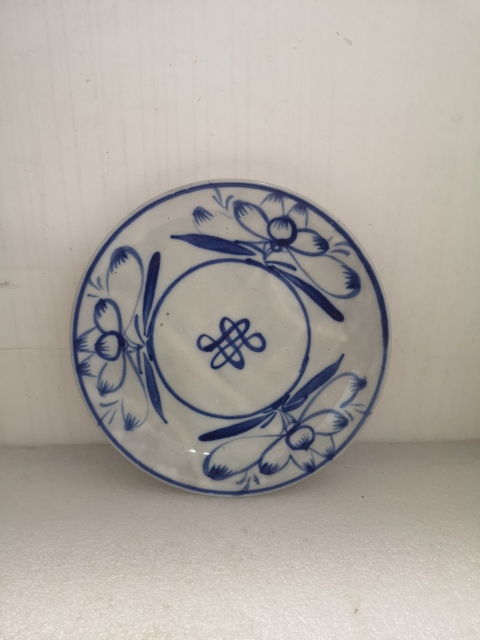 古玩陶瓷清代花卉紋磁州窯青花盤拍賣,當前價格450元