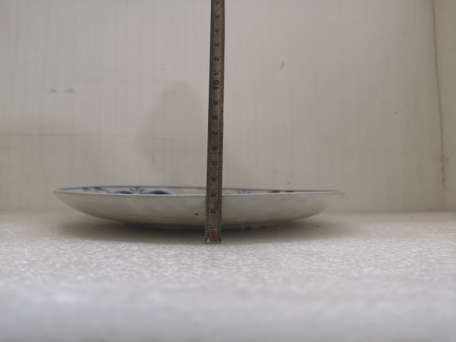 古玩陶瓷清代花卉紋磁州窯青花盤拍賣,當前價格450元