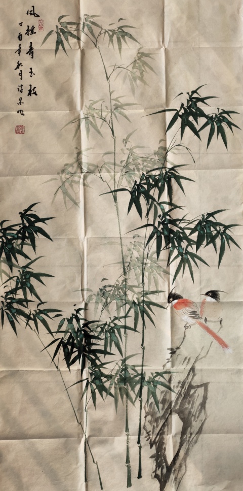 古玩字畫河南省美術家協會會員 許墨《風搖青玉枝》拍賣,當前價格699元