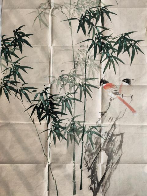 古玩字畫河南省美術家協會會員 許墨《風搖青玉枝》拍賣,當前價格699元
