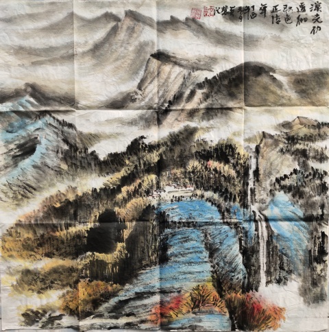古玩字畫河南省美術(shù)家協(xié)會(huì)會(huì)員 謝英慧《溪光秋色》拍賣,當(dāng)前價(jià)格699元