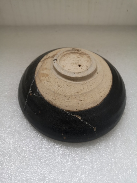 古玩陶瓷金元黑釉澀圈圈足疊燒工藝碗拍賣,當前價格350元