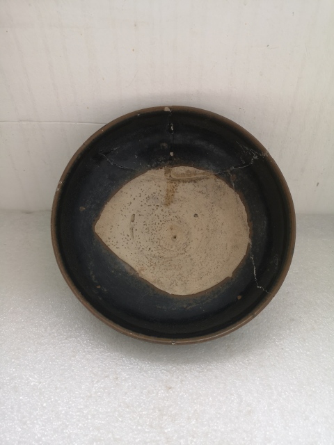 古玩陶瓷金元黑釉澀圈圈足疊燒工藝碗拍賣,當前價格350元