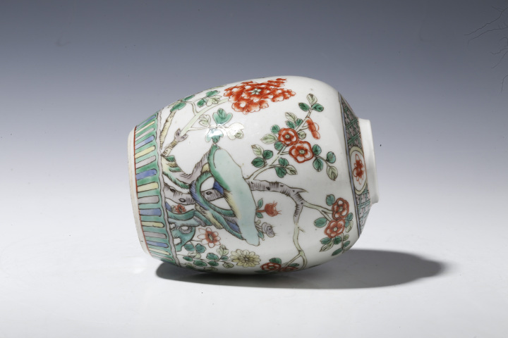 古玩陶瓷晚清·五彩洞石花卉紋罐拍賣，當前價格3599元