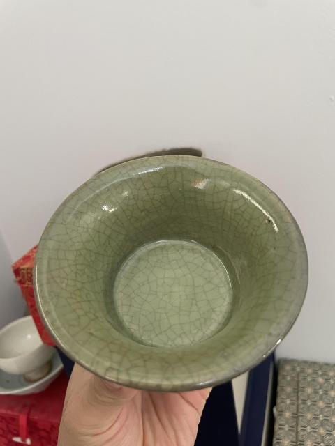 古玩陶瓷明代?龍泉窯青釉高足杯拍賣，當前價格3980元