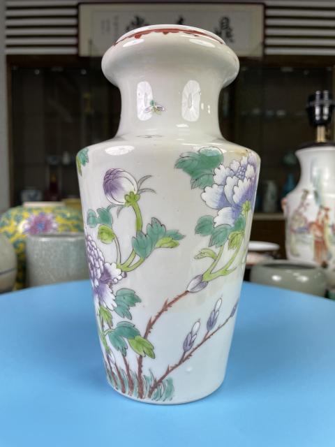 古玩陶瓷民國 精品粉彩花卉紋洗口瓶拍賣，當(dāng)前價(jià)格1550元