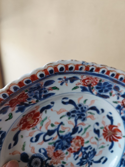 古玩陶瓷【康熙精品】青花礬紅描金折枝花卉紋花口八方深腹折腰盤拍賣,當前價格9800元