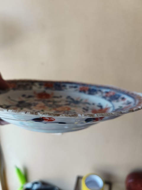 古玩陶瓷【康熙精品】青花礬紅描金折枝花卉紋花口八方深腹折腰盤拍賣,當前價格9800元
