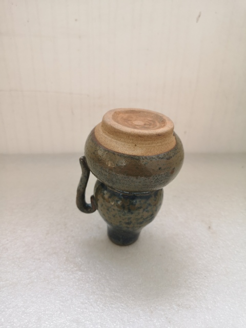古玩陶瓷清代晚期磁州窯黑褐釉葫蘆型執壺拍賣，當前價格680元