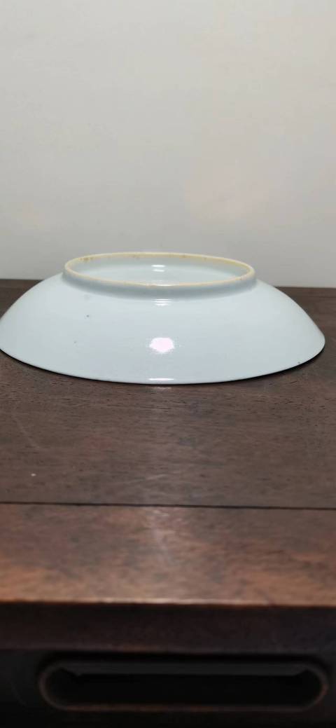 古玩陶瓷清中樓臺亭閣山水紋青花盤拍賣,當(dāng)前價格500元