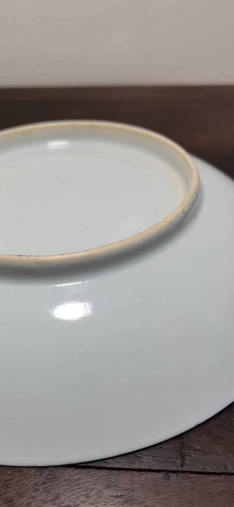 古玩陶瓷清中樓臺亭閣山水紋青花盤拍賣,當(dāng)前價格500元