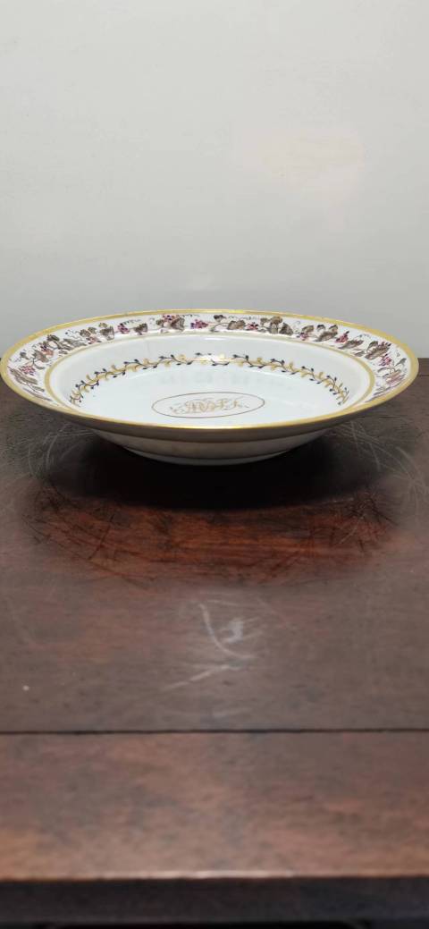 古玩陶瓷清中徽章瓷彩繪盤拍賣，當前價格600元