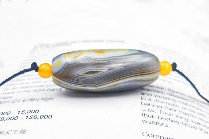 古玩雜項【精品天珠-支持評級-超大】清晚期纏絲瑪瑙滿天眼天珠拍賣，當(dāng)前價格1600元