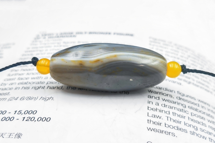 古玩雜項【精品天珠-支持評級-超大】清晚期纏絲瑪瑙滿天眼天珠拍賣，當(dāng)前價格1600元