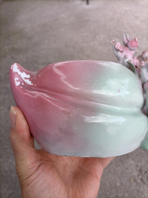 古玩陶瓷出口創匯期貼塑桃紋洗拍賣，當前價格300元