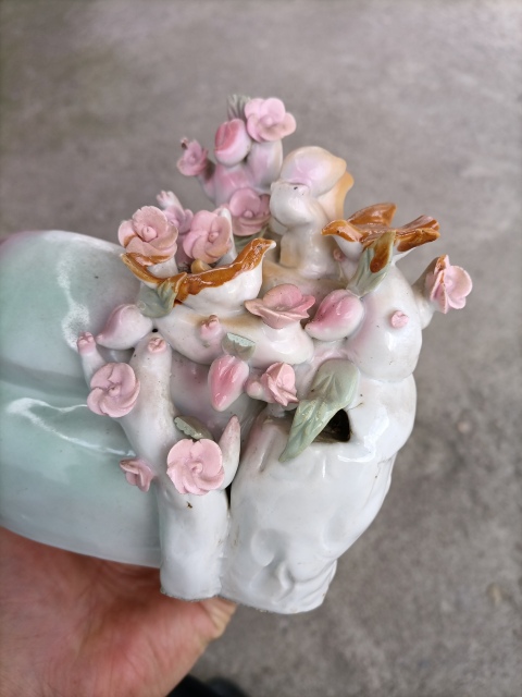 古玩陶瓷出口創匯期貼塑桃紋洗拍賣，當前價格300元