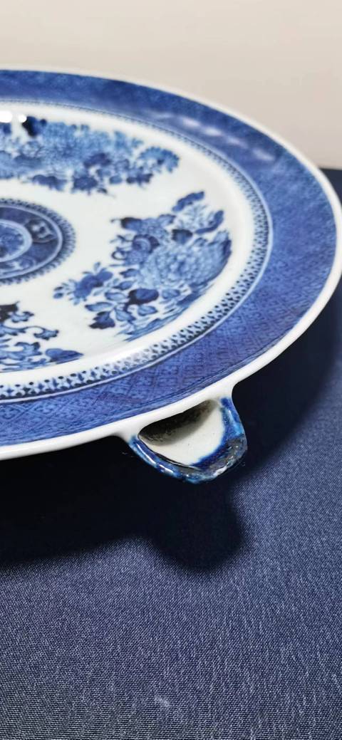 古玩陶瓷青花牡丹八寶紋溫盤拍賣,當(dāng)前價格7800元