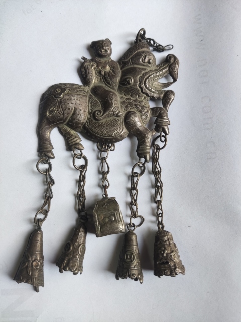 古玩雜項清代麒麟送子鎖片拍賣，當前價格1288元