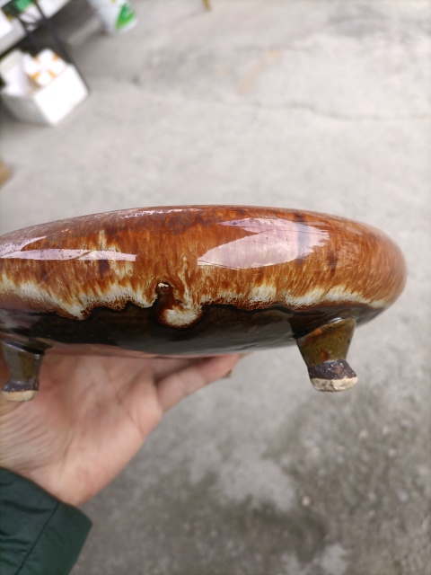 古玩陶瓷民國晚期至出口創(chuàng)匯褐釉洗拍賣，當前價格800元