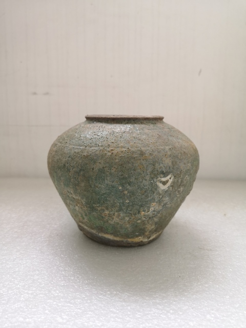 古玩陶瓷漢代紅陶綠釉罐拍賣,當前價格850元