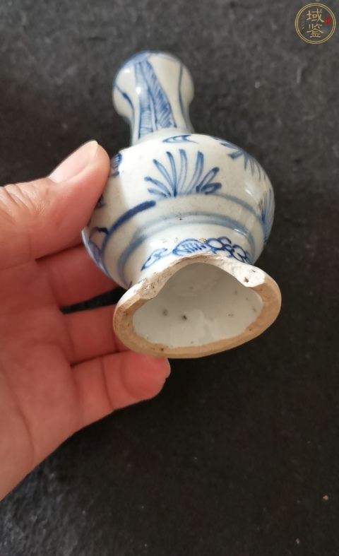 古玩陶瓷明代青花花卉紋蒜頭瓶拍賣,當前價格2500元