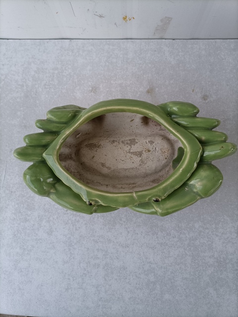 古玩陶瓷出口創匯期綠釉螃蟹水仙盆拍賣，當前價格350元